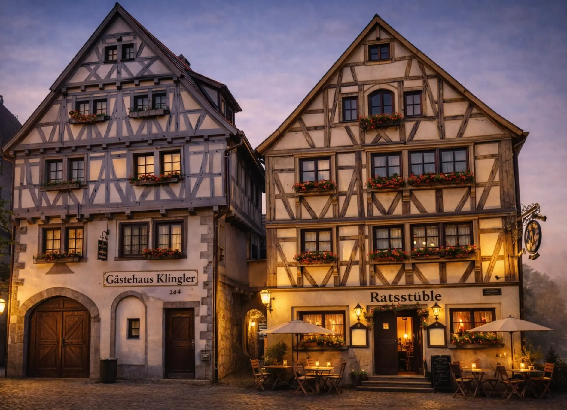 Gästehaus Klingler und Ratsstüble am Abend